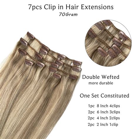 Extensiones De Cabello Humano Real Con Pinzas Color Rubio Ceniza