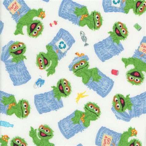 Sesame Street Cotton Fabric By The Yard Oscar The Grouch Etsy