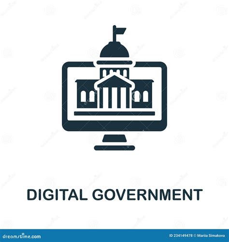 Icono De Gobierno Digital Signo Monocromo De La Colecci N De