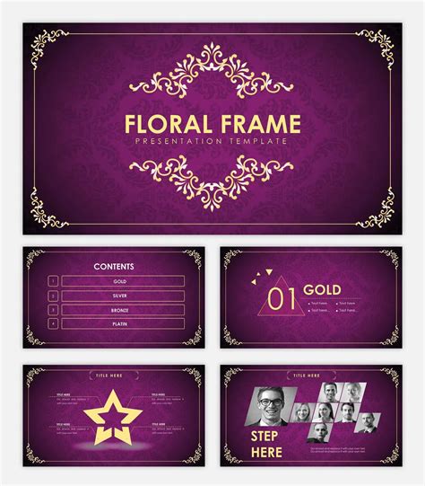 Floral Frame Border Powerpoint Template - Etsy