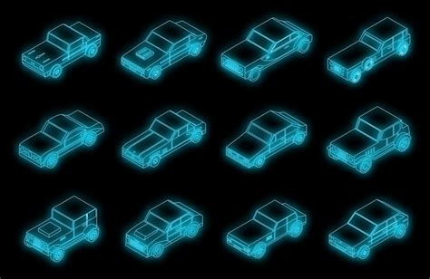 Premium Vector Car Old Icons Set Vector Neon