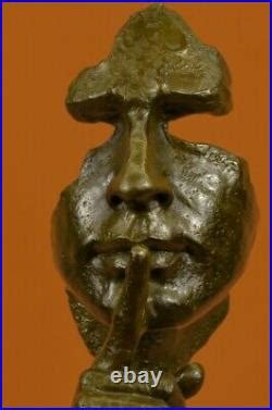 Homme Visage Sculpture Statue Nouveau Bronze Dali Le Silence Chaud Cast