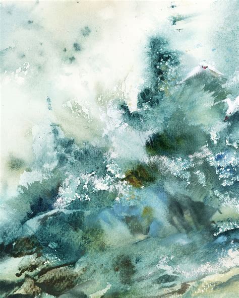 Wall Art Painting of Waves Watercolor Art Print Abstract Sea - Etsy