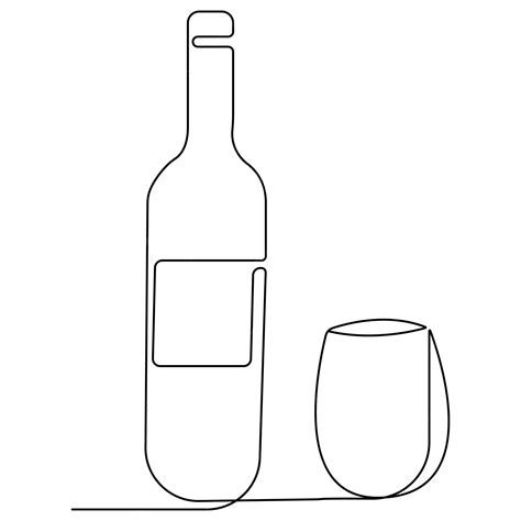 Premium Vector Continuous Single Line Art Drawing Of Wine Bottle