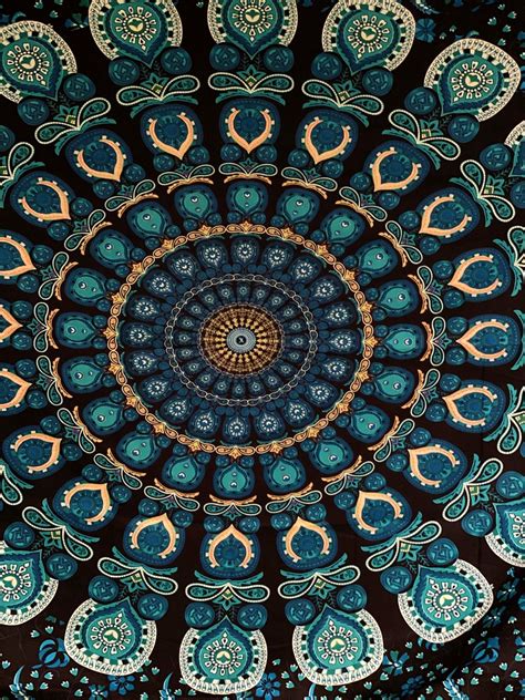 Mandala Wandkleed Blue Mandala Kleed Mandala Bedsprei Mandala