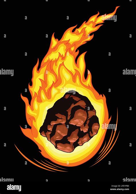 Comet Meteor Fall Burning Asteroid Cartoon Vector Illustration Drawing Stock Vector Image And Art