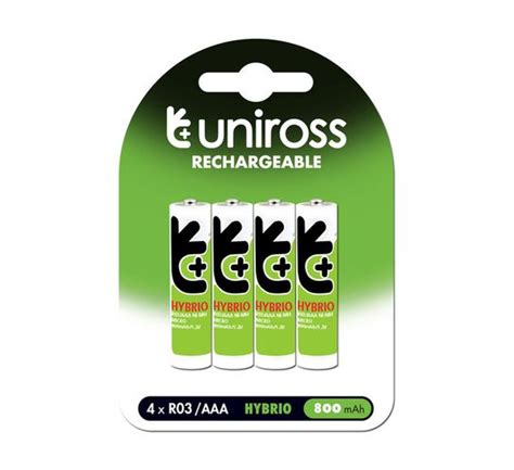 Uniross Pack Aaa Hybrio Rechargeable Batteries Igroceries