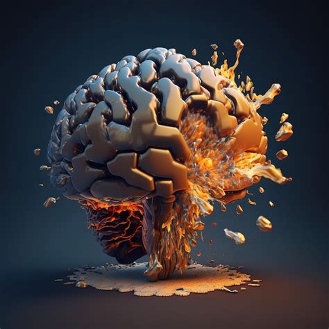 Premium Ai Image Concept Art Of A Human Brain Exploding With