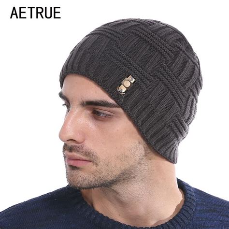 Winter Knitted Plaid Pattern Bonnet Skullies Beanies Hats For Men And