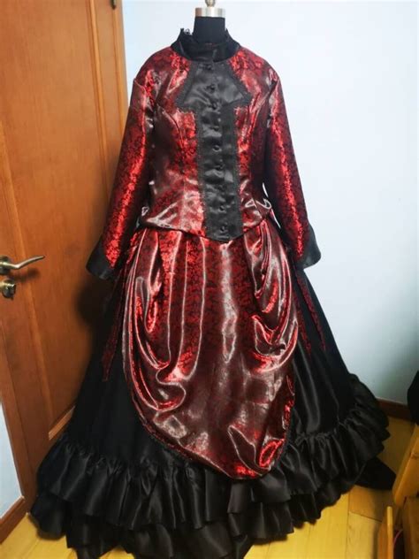 Gothic Victorian Dress Red Victorian Bustle Dress Etsy