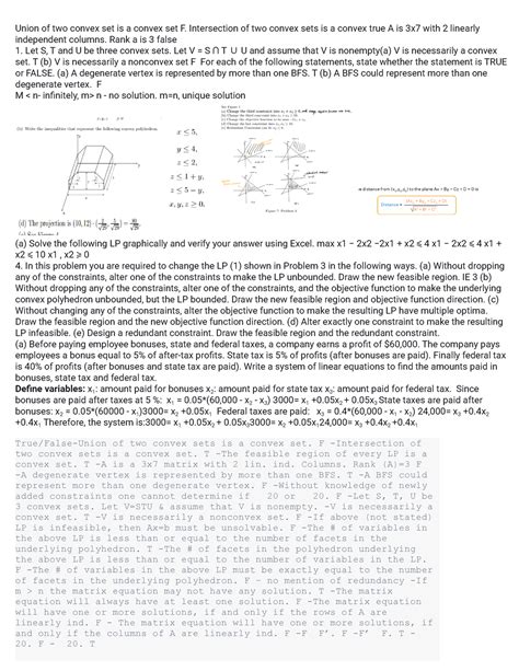 Ie 335 Study Guide Union Of Two Convex Set Is A Convex Set F