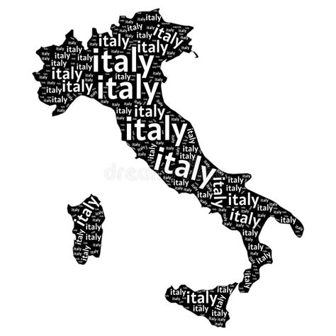 Italy with Name. Isolated White Background Stock Illustration ...