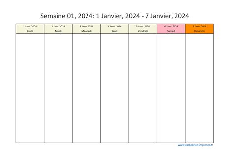 Calendrier 2024 Semaine Planning Hebdomadaire Semainier