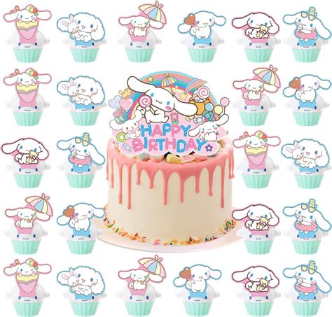 Amazon.com: Cinnamoroll Cake Toppers, Cinnamoroll Birthday Party ...