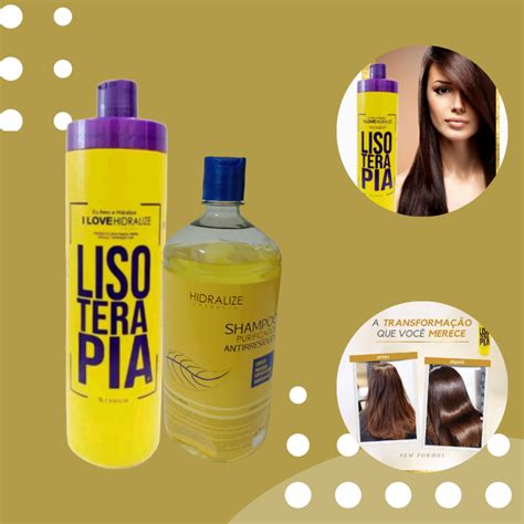 Kit Escova Progressiva Organica Lisoterapia Shampoo Anti Residuos 1l