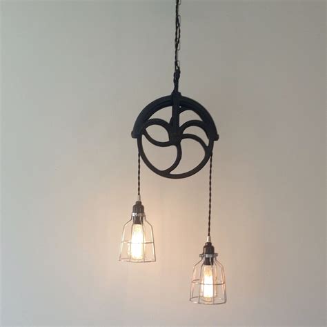 Industrial Pulley Pendant Light, Unique Modern Industrial Lighting ...