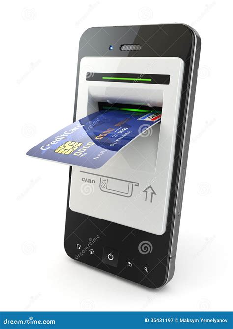 Mobile Banking Mobile Phone As Atm And Credit Card Royalty Free Stock