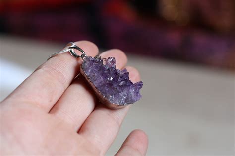 RAW AMETHYST NECKLACE Amethyst Druzy Bespoke Crystal Necklace