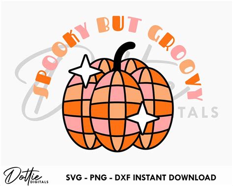 Discoball Pumpkin SVG PNG DXF Groovy Glitterball Halloween Spooky