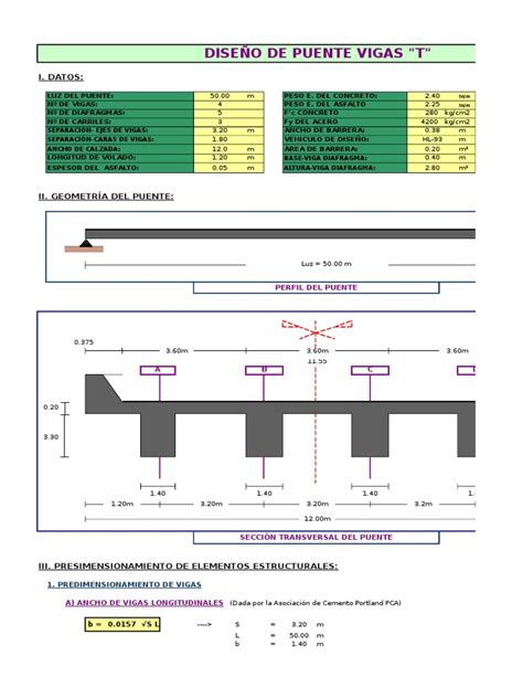 Hoja Excel Para El Cálculo Y Diseño De Puentes Tipo T Pdf Materiales Materiales De