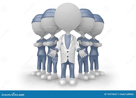 3d White People Welcomed Doctor And Nurses Royalty Free Stock Image