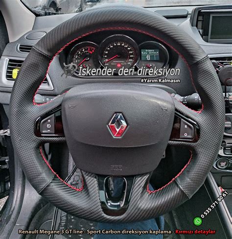 Renault Megane 3 GT Line Sport Carbon Direksiyon Kaplama Kirmizi