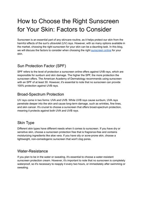 Ppt How To Choose The Right Sunscreen For Your Skin Factors To