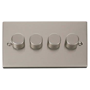 Click Deco Victorian Pearl Nickel Gang Way W Dimmer Switch With