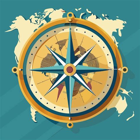 Premium Vector A Map Of The World With A Compass And The Word Compass