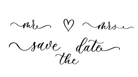 Save The Date Calligraphy Hand Lettering Wedding Phrase For Invitation