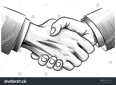 Vector Sketch Handshake Vintage Shaking Hands Illustration 209314942