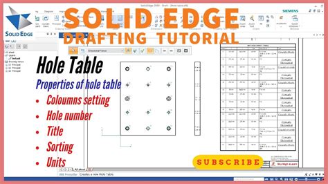 Solid Edge Hole Table How To Use Hole Table In Solid Edge Drafting