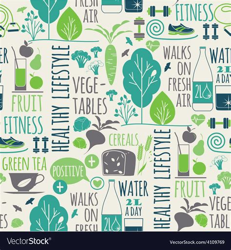 Healthy Lifestyle Seamless Background Royalty Free Vector