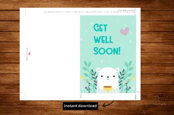 Get well soon card,printable ,printable Feel better soon. by MokileArt