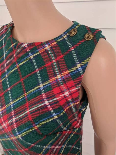 60s Green Plaid Jumper Dress Sleeveless Xs S Vintage Possibly Etsy