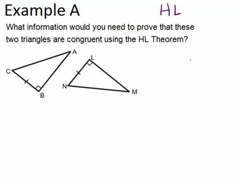 HL Triangle Congruence Examples