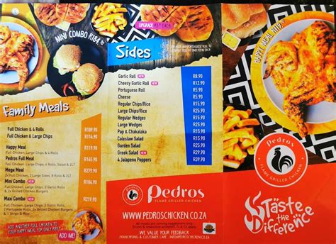 Menu At Pedros Woodstock Restaurant Cape Town