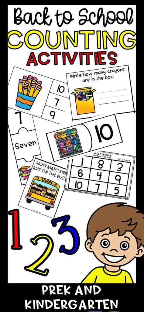 Back To School Activities Math Centers Counting Numbers 0 10 Kindergarten Math Activities