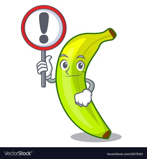 With sign green banana cartoon in the market Vector Image