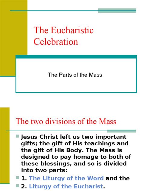 The Parts Of The Mass Pdf Mass Liturgy Eucharist