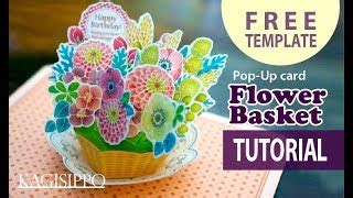 Pop Up Card Flower Basket Template Best Flower Site