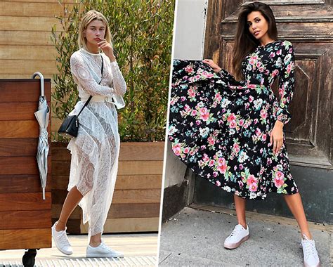 Как носить платье с кроссовками? Правила комбинирования и 120 фото-примеров