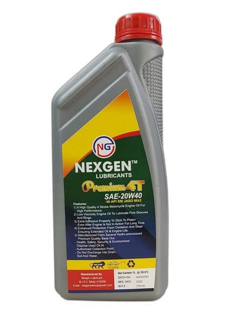 Litre Nexgen Lubricants Premium T W Engine Oil For Automotive