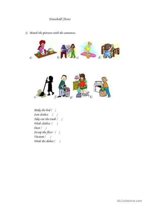 167 Chores English Esl Worksheets Pdf And Doc