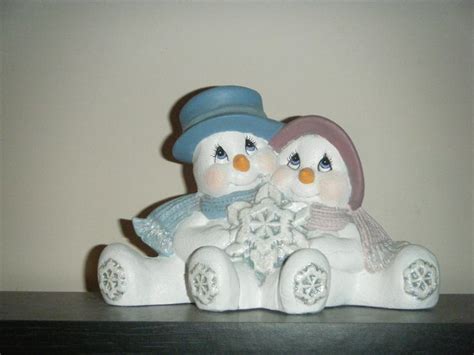 Snowman Couple Ceramic Painting Ceramics Ceramic Figurines