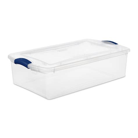 2 Pack Sterilite 32 Qt Clear Plastic Latch Box Plastic Stadium Blue