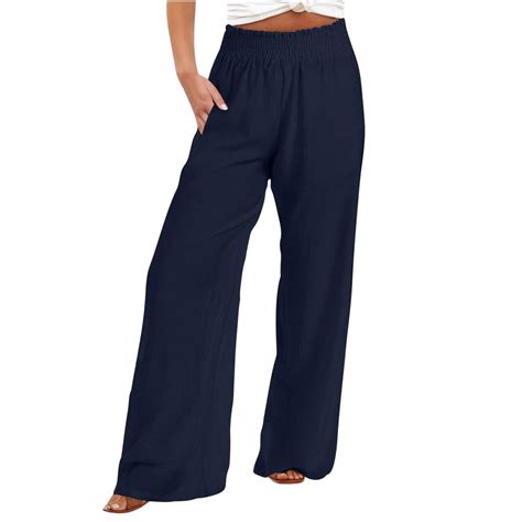 Susanny Linen Pants Women Wide Leg Cotton Linen High Waisted Palazzo