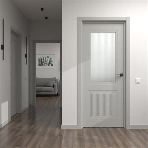 Межкомнатная дверь ZK031 (эмаль серая, матовое стекло) — 21625 руб | 6495