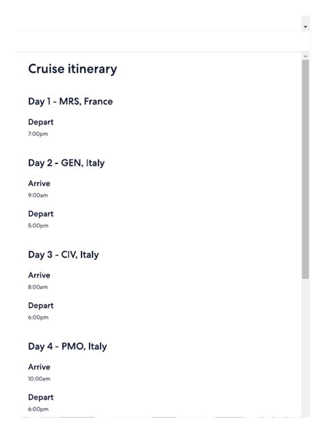 Cruise Itinerary | PDF