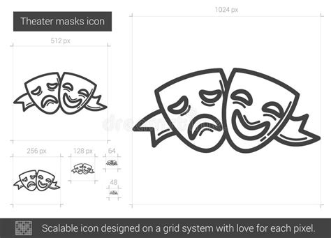 Theater Masks Line Icon Stock Vector Illustration Of Background